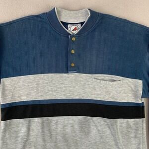 VTG Greenline International Sweatshirt Mens XL Blue‎ Gray Colorblock Henley